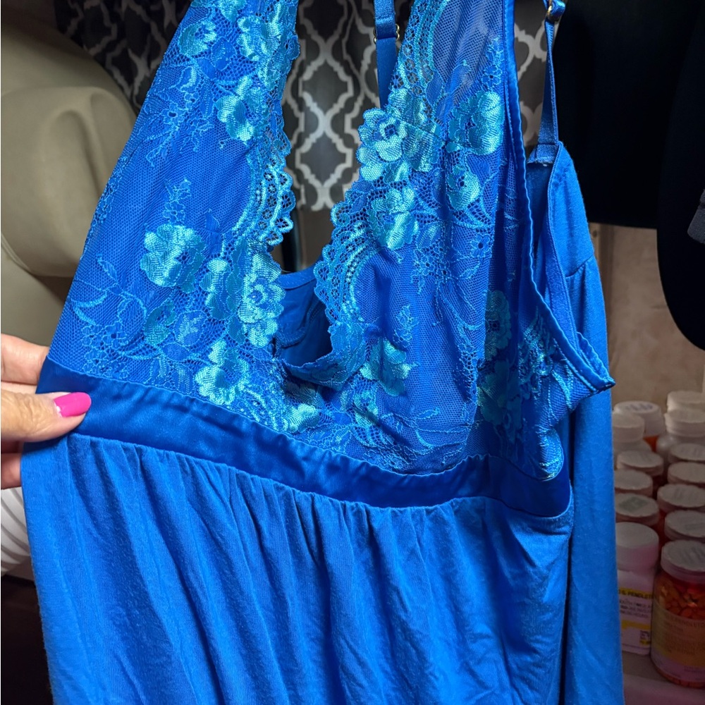 Soma Cobalt Blue Floral Lace Chemise